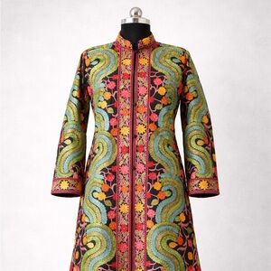 Vibrant Floral Embroidered Women's Blazer